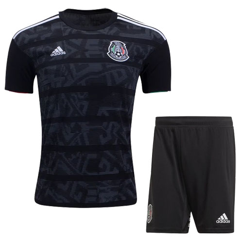 KIDS Mexico Black Soccer Jersey & Shorts 2019 Copa Oro Jersey 